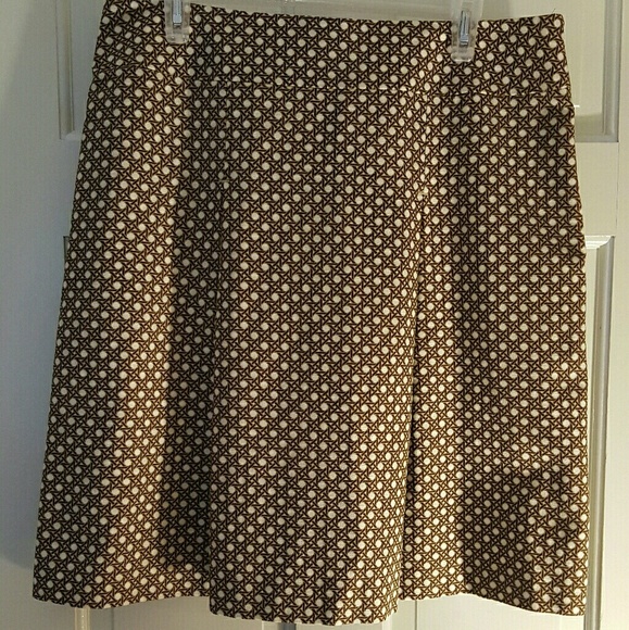 Talbots Basket Weave Brown Print Skirt size 14 EUC - Picture 1 of 7